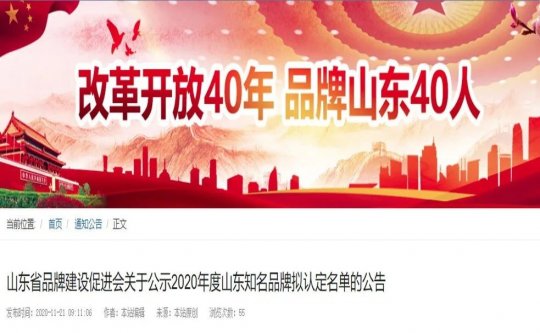 集团公司权属制造企业两项产品被认定为山东省知名品牌